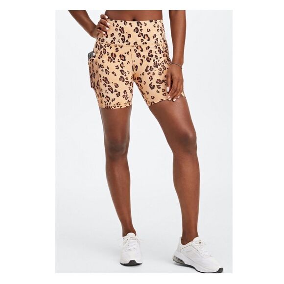 Fabletics leopard print Biker shorts NWOT - Picture 1 of 3